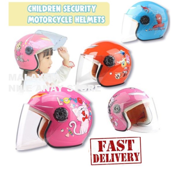 Ready Stock Helmet Topi Kledar Motor Kanak Kanak Lelaki Perempuan Children Security Motorcycle Helmets