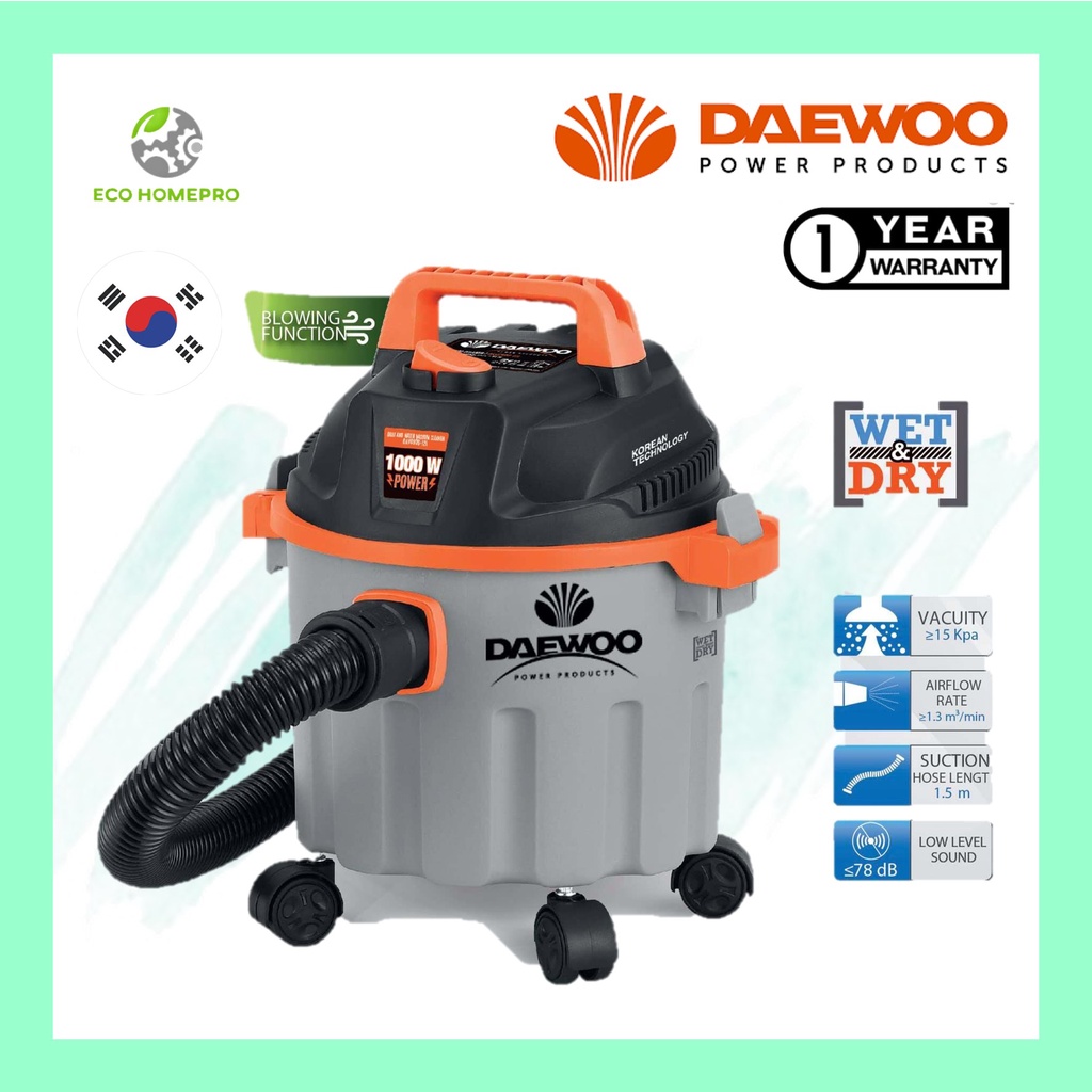 Daewoo Wet And Dry Vacuum Cleaner DAVC90S 12L Vacum Rumah Vaccum
