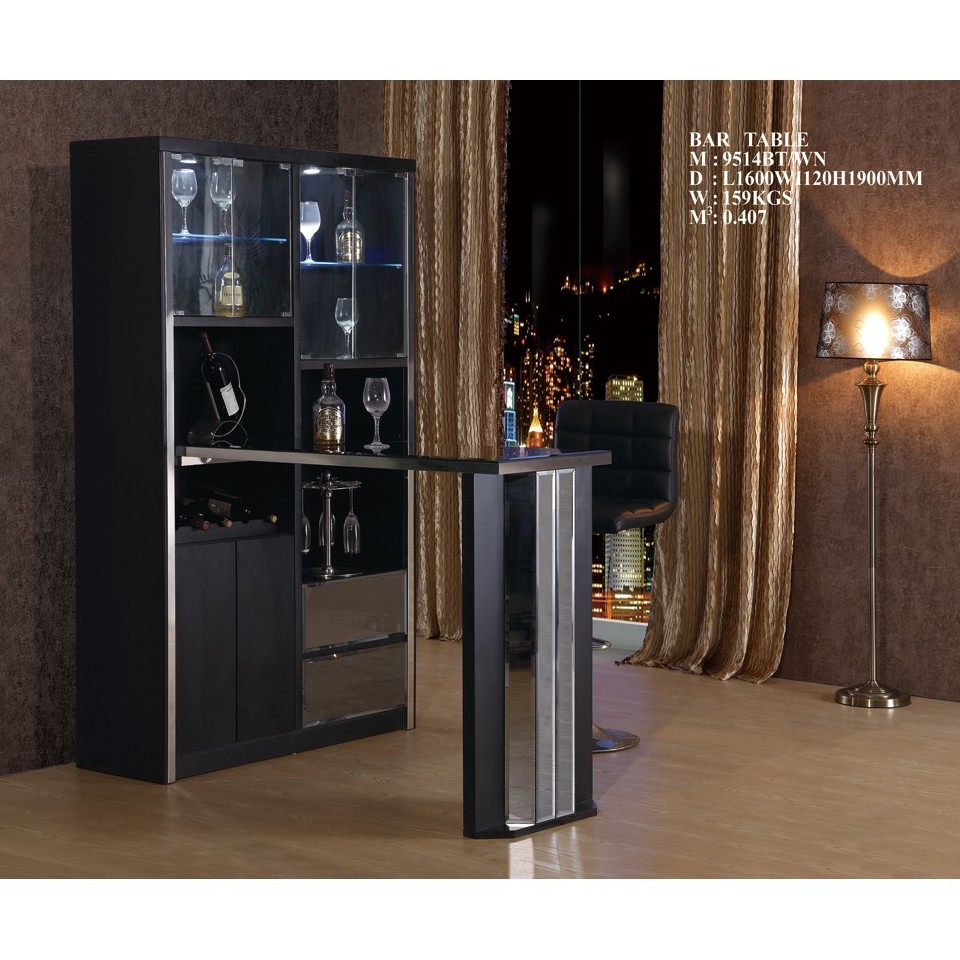 Bar Counter Table and Lighted Wine Cabinet with Wine Cabinet Bar Table