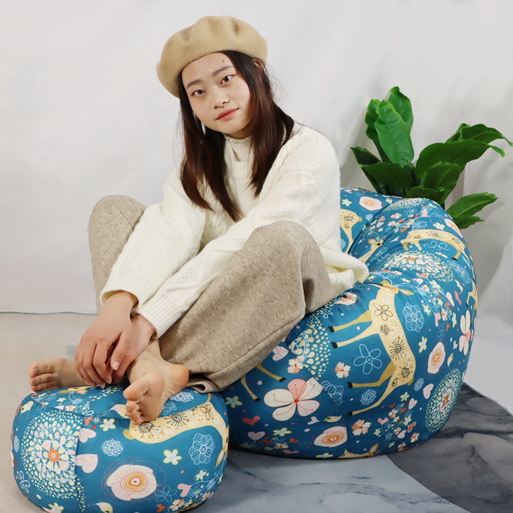 Floral bean bag【ONSALE】S/M/L /XL sofa bean Stylish Bedroom Furniture Solid Color Single Bean Bag Lazy Sofa Cover DIY Filled Inside (No Filling)