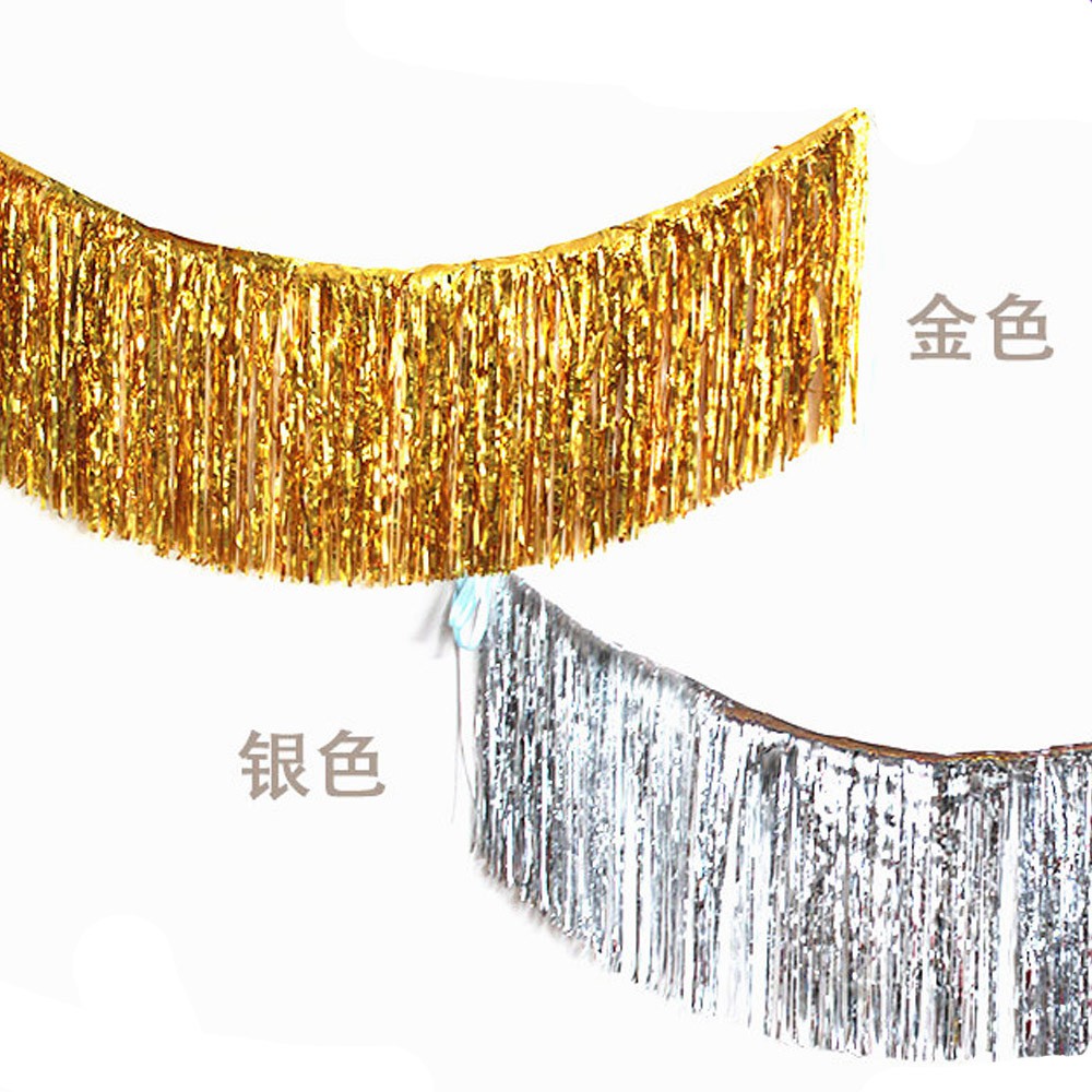120 35cm Gold Silver Tassels Tinsel Shining Background Garland
