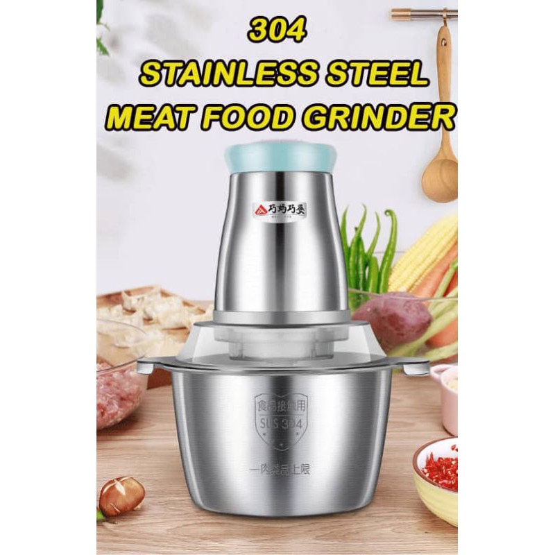 2L Stainless Steel Electric Meat Grinder Blender Chopper Slicer Vegetables