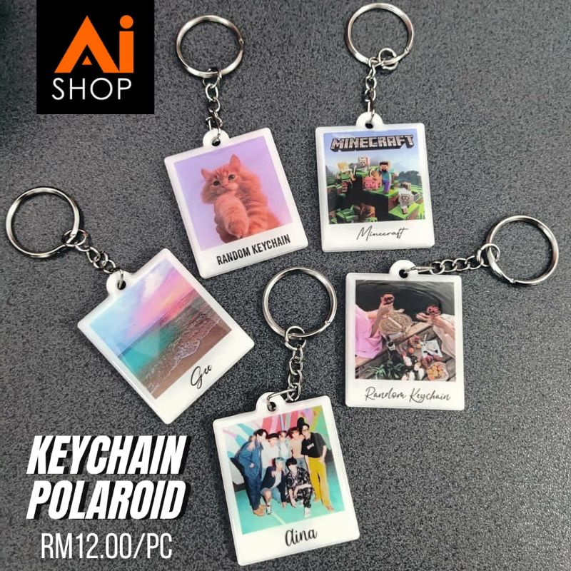 Keychain Polaroid Custom | cantik comel lawa kunci rumah kereta bilik merchandise gift cenderahati gambar