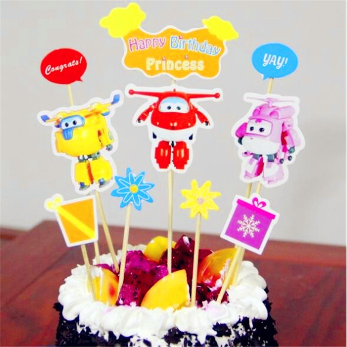 Ready Stock Happy Birthday Cake Cartoon Topper Flag Banner - 2 pieces happy birthday cake topper for roblox cake decoration