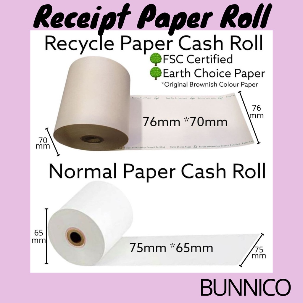 Receipt Paper Roll / Cash Register Roll Recycle Paper, Earth Choice