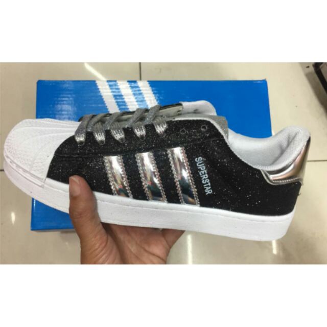 adidas superstar glitter black