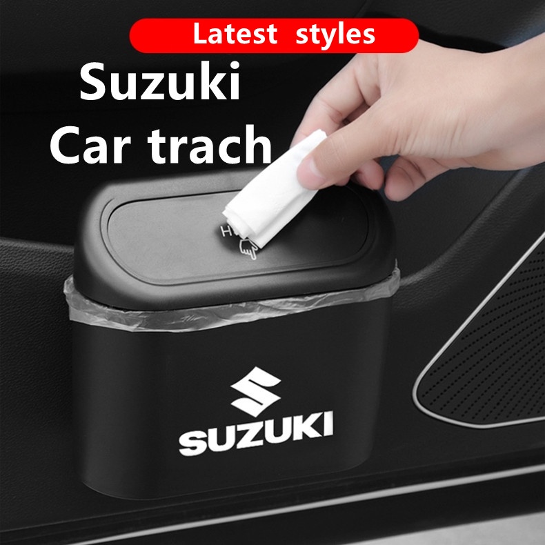 Car Trash Bin Hanging Vehicle Garbage Dust Case Storage Box Black Abs