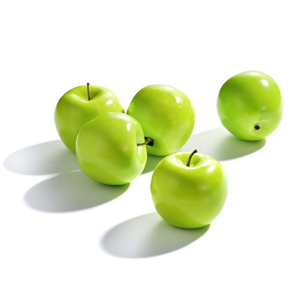 6pcs Lifelike Artificial Green Apples Fake Apples Fruit Home