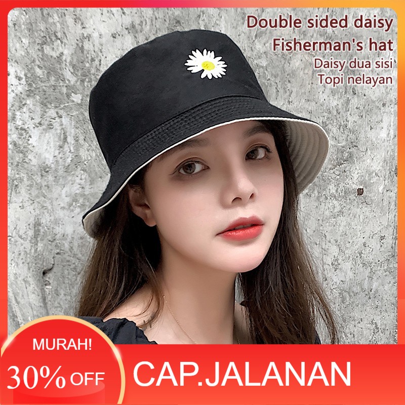 Bucket Hat / TwoSided Fishing Hat Small Daisy Embroidery Bucket Hat