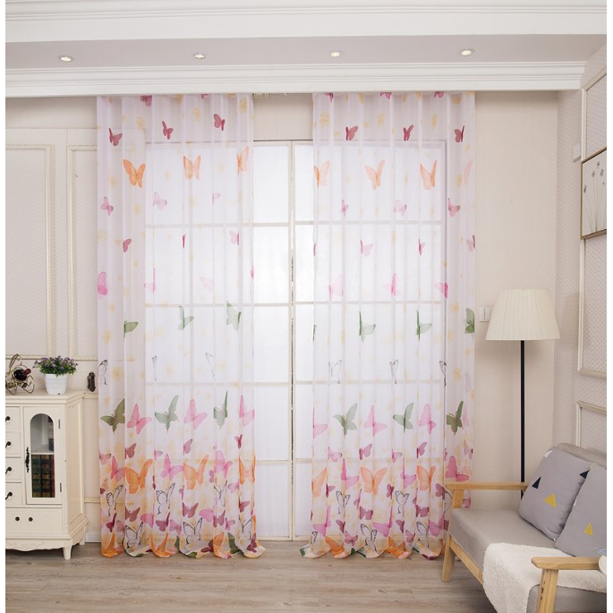 Butterfly Flower Print Sheer Curtain Customise Window Home Diy Children Kids 