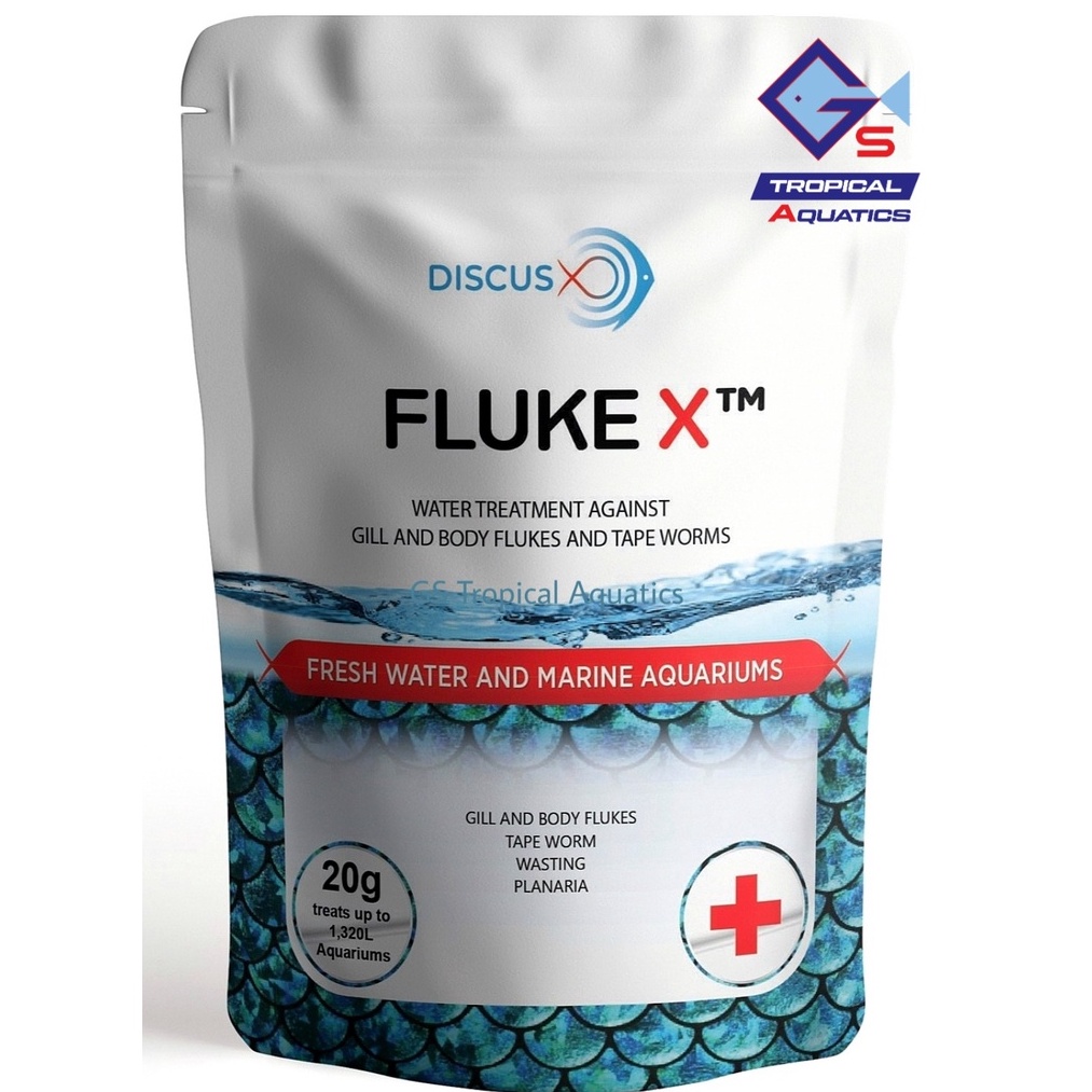 FLUKE X 20g GILL,BODY AND TAPE WORM TREATMENT/FISH MEDICINE/UBAT IKAN
