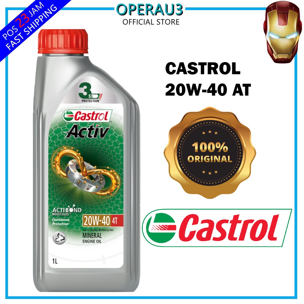 CASTROL ACTIV 4T 20W40 SEMI SYNTHETIC ENGINE OIL (1 liter) 100ORIGINAL