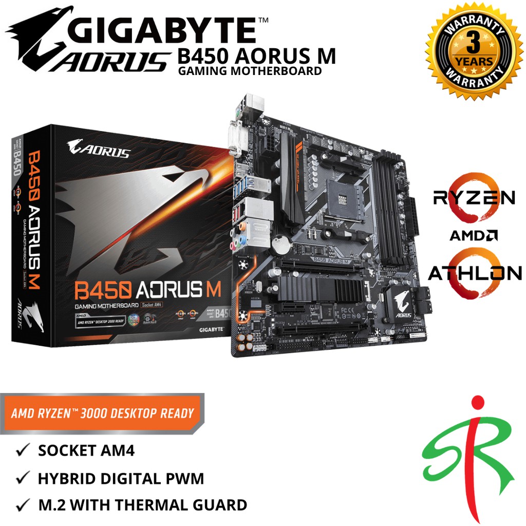 Gigabyte B450 AORUS M Micro ATX Gaming Motherboard (AM4 Socket ...