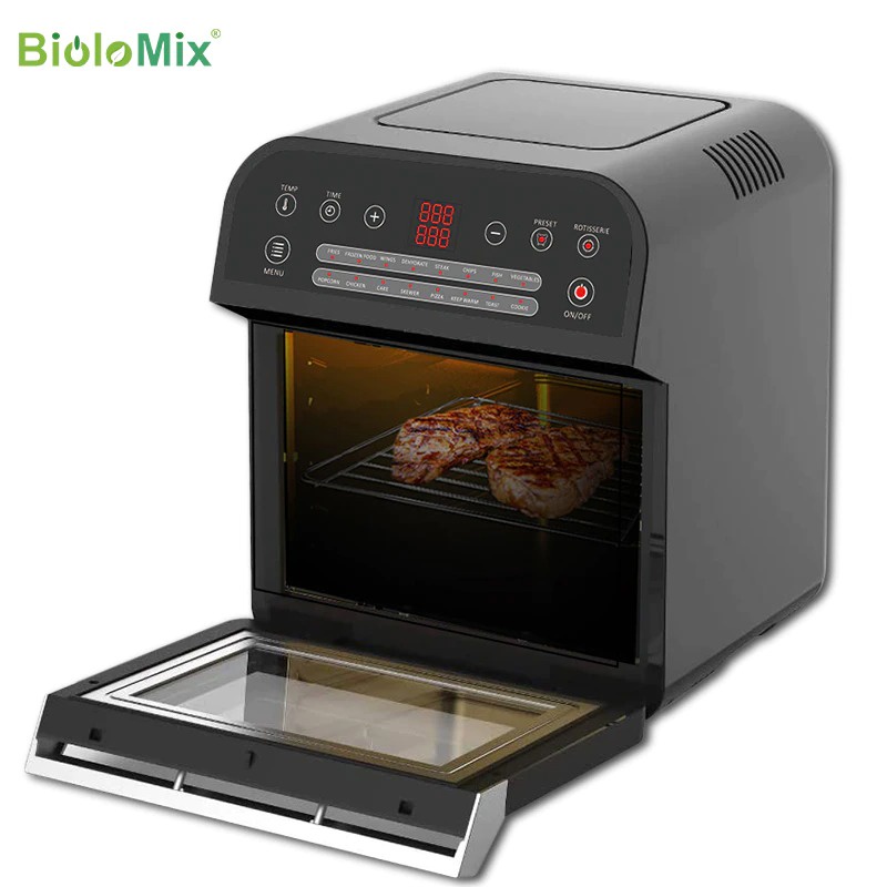 BioloMix 12L 1600W Air Fryer Oven Toaster Rotisserie and Dehydrator With LED Digital Touchscreen, 16-in-1 Countertop Ove