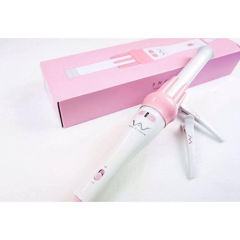 GENUINE VIVID & VOGUE AUTOMATIC HAIR CURLER CERAMIC CURLING WANDS HAIR CARE PINK HAIR PROTECTION WITH FREE GIFT