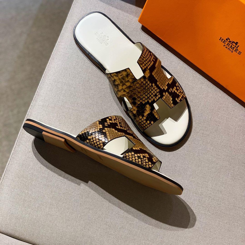 white hermes flip flops