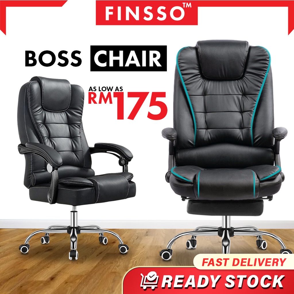 FINSSO: GRIFF Black PU Leather High Back Executive Office Chair / Director Chair/ Gaming chair