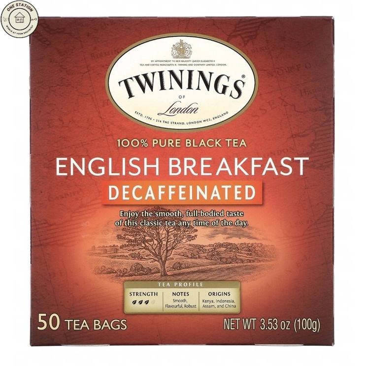 Twinings, English Breakfast, Black Tea, Decaffeinated, 50 Tea Bags, (100 g) Shopee Malaysia