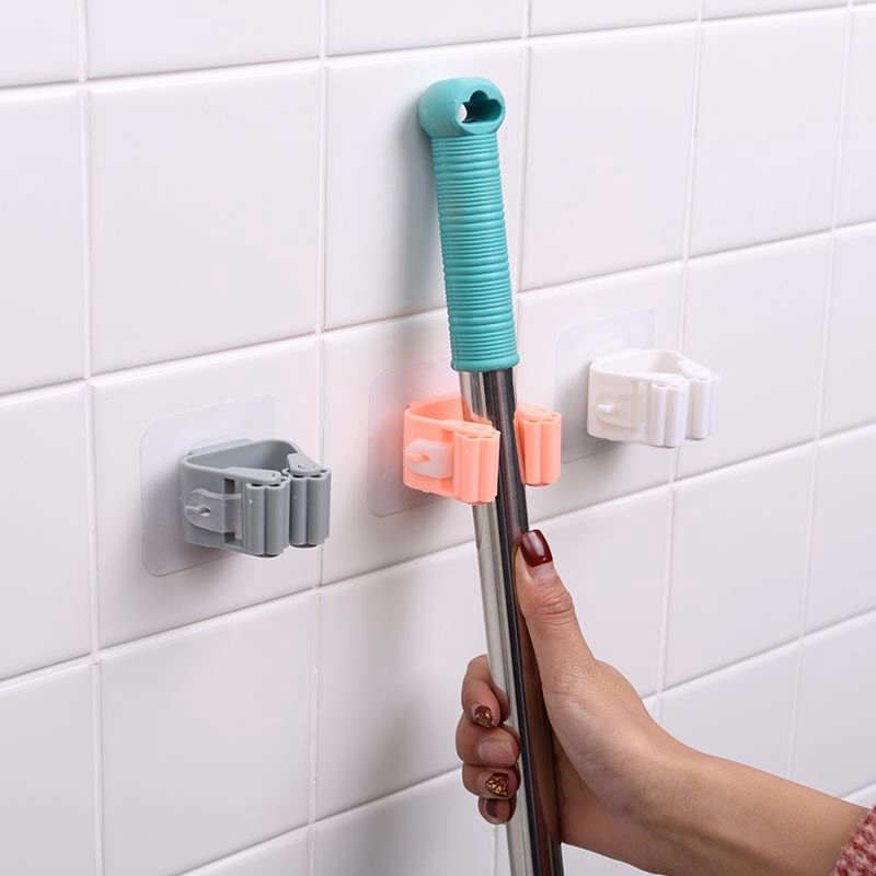 Mop Holder Bathroom Wall Sticker Penjepit Pel Lantai Dan 