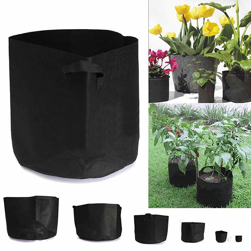Round Fabric Pots Root Container Grow Bag Plant Pouch Aeration Container 3 Sizes
