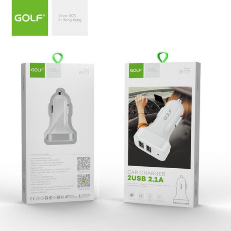 READY STOCK GOLF C11 UNIVERSAL DUAL USB PORTS IN CAR CHARGER * CHARGER KERETA