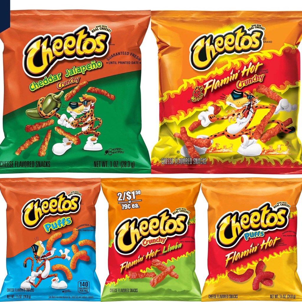 Cheetos Crunchy Flamin Hot Cheese Limon Puffs Flamin’ Hot Crunchy Cheddar Jalapeno Puffs