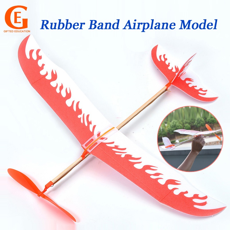Rubber Band Airplane Model Rubberband Power Assembled Glider Kid
