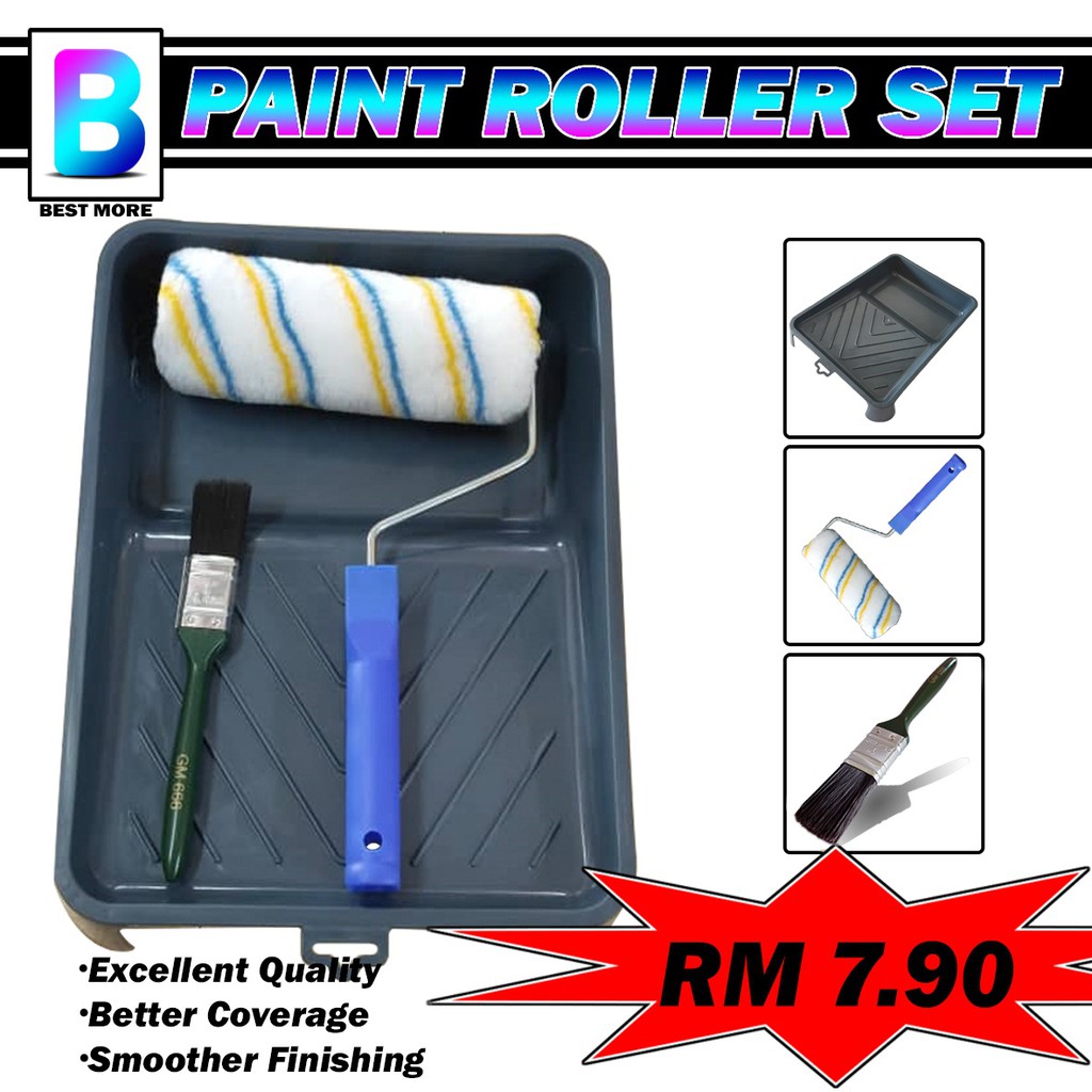 PAINT BRUSH TOOLS SET A (7inch set roller & 12 inch tray painting) Shopee Malaysia