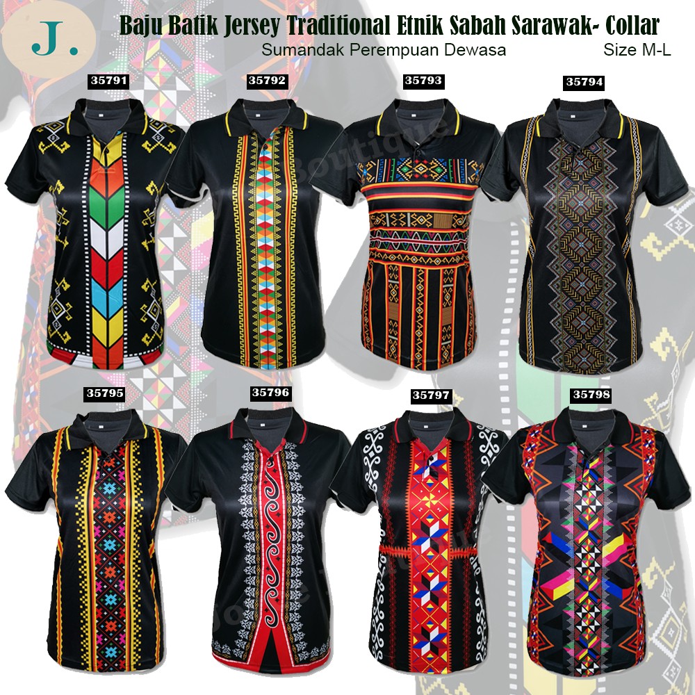 (Small Cutting) Ready Stock!! Baju Batik Jersey Traditional Etnik Sabah ...