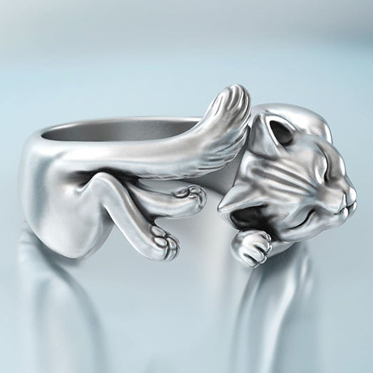 Nette Glück Katze Form Offene Ringe Größe Einstellbar Dance Party Finger Ring Zarte Mädchen Geschenk Neue Mode Schmuck_voghion.com