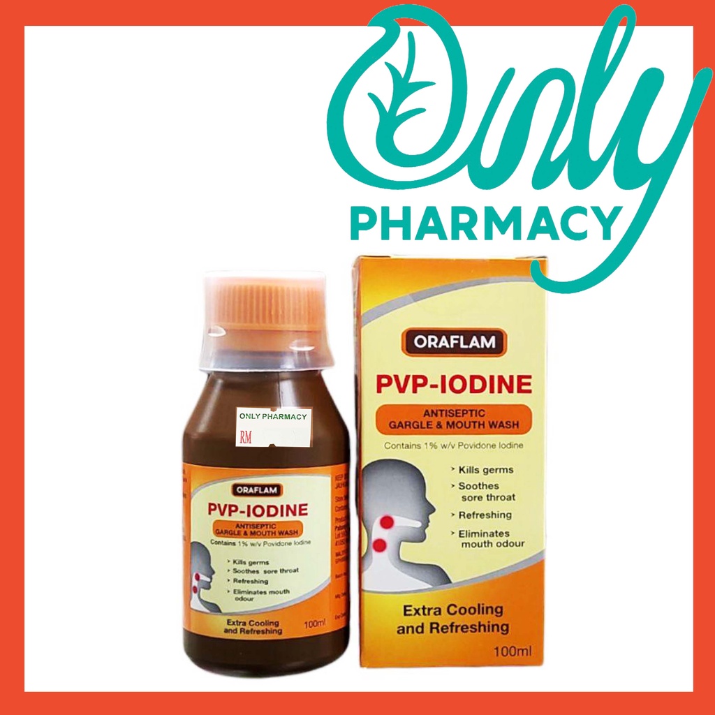 ORAFLAM PvpIodine Antiseptic Gargle & Mouth Wash 100ml Mouth Ulcer