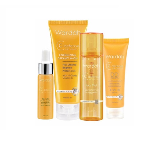 Wardah C-Defense Series Energizing Creamy Wash / DD Cream / Serum / Face Mist / C Defense Waterclay Mask 30g