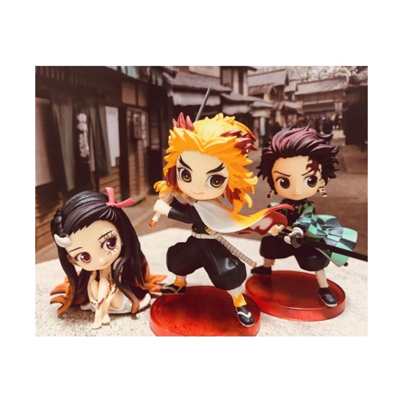 Qposket 3 In 1 Demon Slayer Kimetsu No Yaiba Tanjirou Nezuko And Rengoku Kyoujurou Mini Figure Toy Set Shopee Malaysia