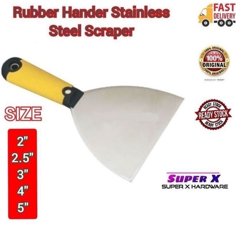 Stainless steel Scraper With Rubber Handle 2"- 2.5"- 3"-3.5"- 4"- 5"