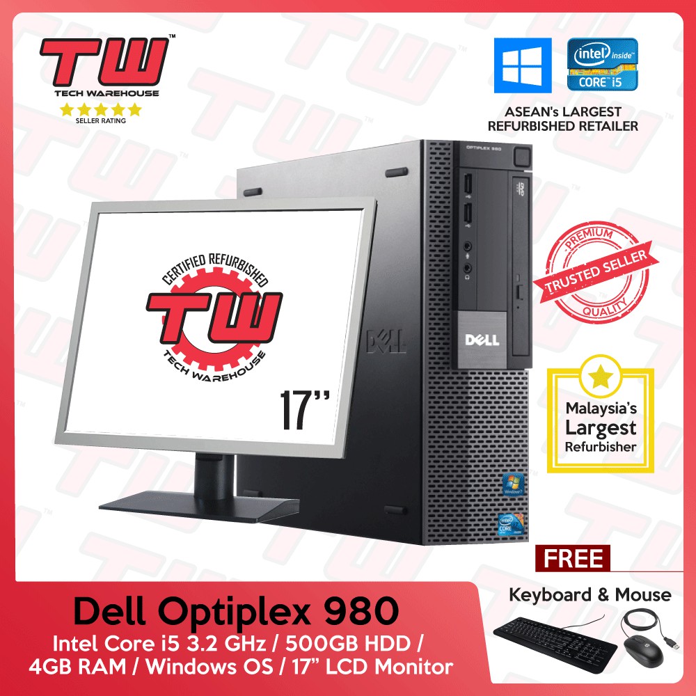 Dell 980 Core I5 Sff Desktop Pc Refurbished Windows Os 17 19 22 Lcd Shopee Malaysia