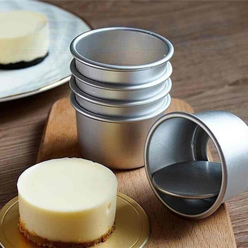 3pcs 2 Inch Aluminum Alloy Round Mini Cake Pan Removable Bottom Pudding
