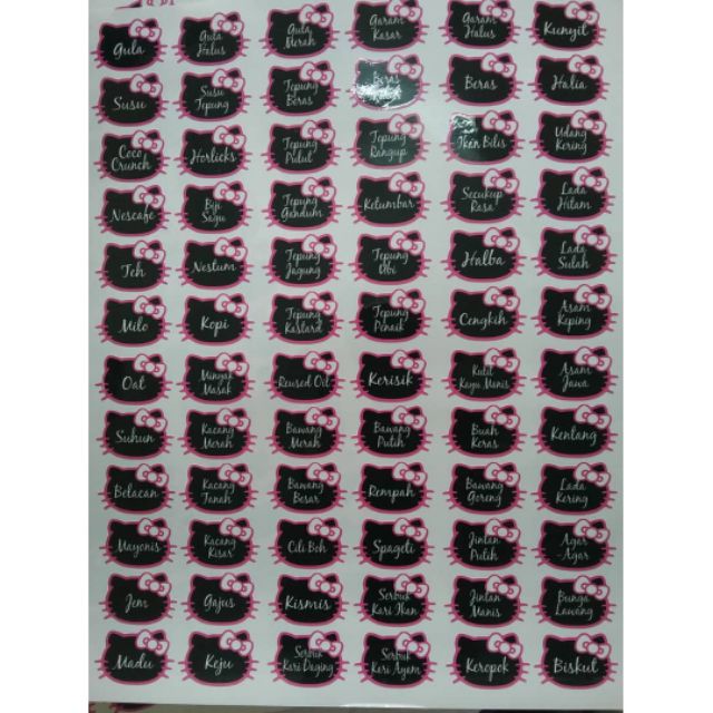 (72 Label) Sticker Dapur HELLO KITTY / Sticker Label Dapur ...