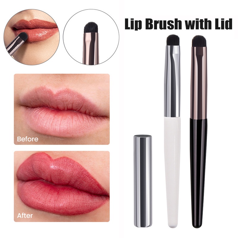 1Pc Mini Portable Lip Smudge Brush with Cover/Detail Eyeshadow Brush
