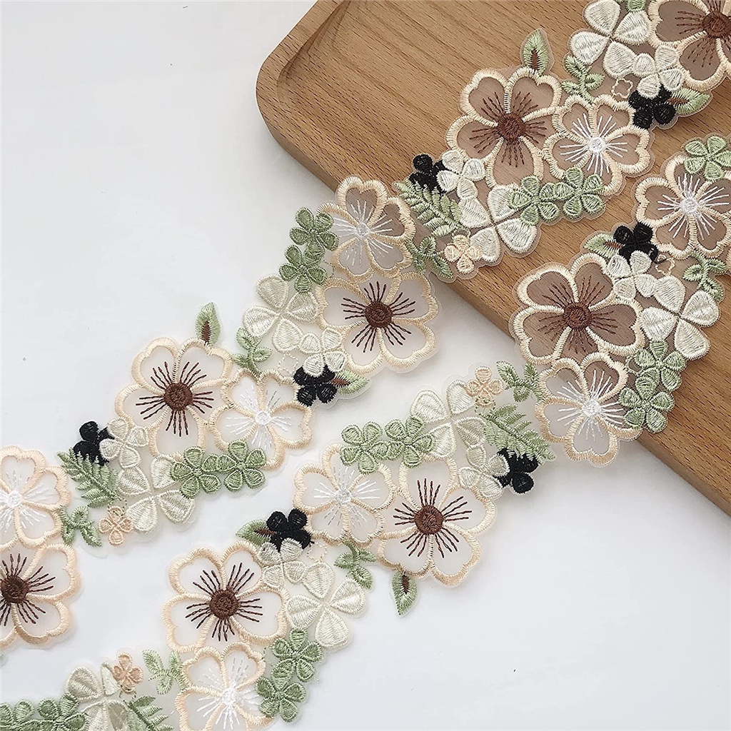 1Yard 3D Flower Lace Trim , Flower Embroidery lace Ribbon for Dress