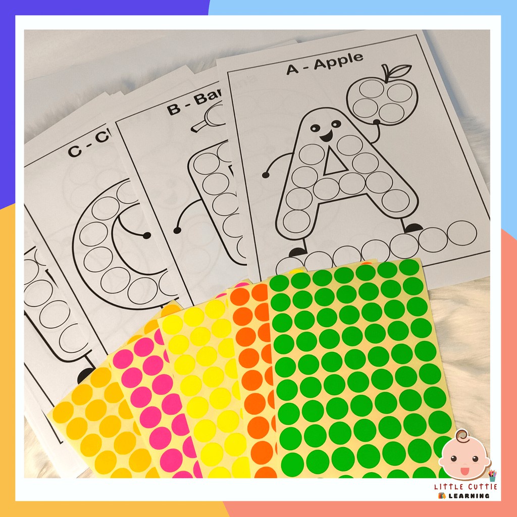 LITTLE CUTTIE Alphabet Do A Dot Worksheet Montessori Early Learning Busy Book Toy Kids Kanak