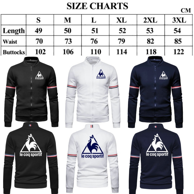 Hot Sale Fashion Le Coq Sportif Jackets Men Spring Autumn and Winter Zipper  Jacket Long Sleeved Jacket Stand Collar