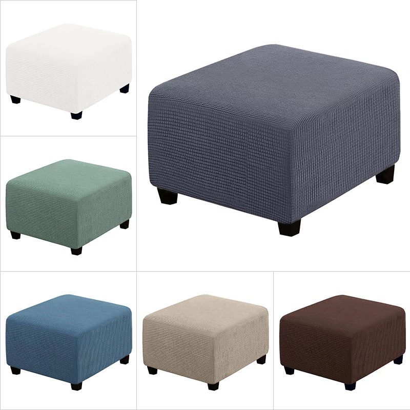 [Ready Stock] Square Jacquard Ottoman Covers Stretch Footstool Cover Bench Stool Cover Furniture