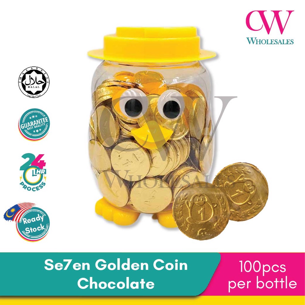 Se7en Golden Coin Chocolate 100pcs Coklat Choco Penguin Golden Chocolate Coins