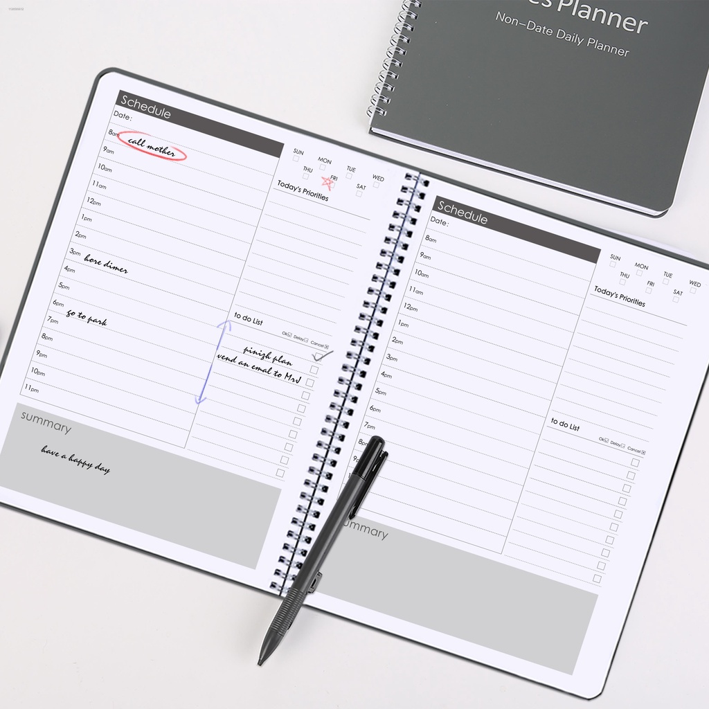 Daily Hourly Appointment Planner Non Dated With To Do List Summary Flexible Cover Spiral Planner Daily Agenda Planner Shopee Malaysia