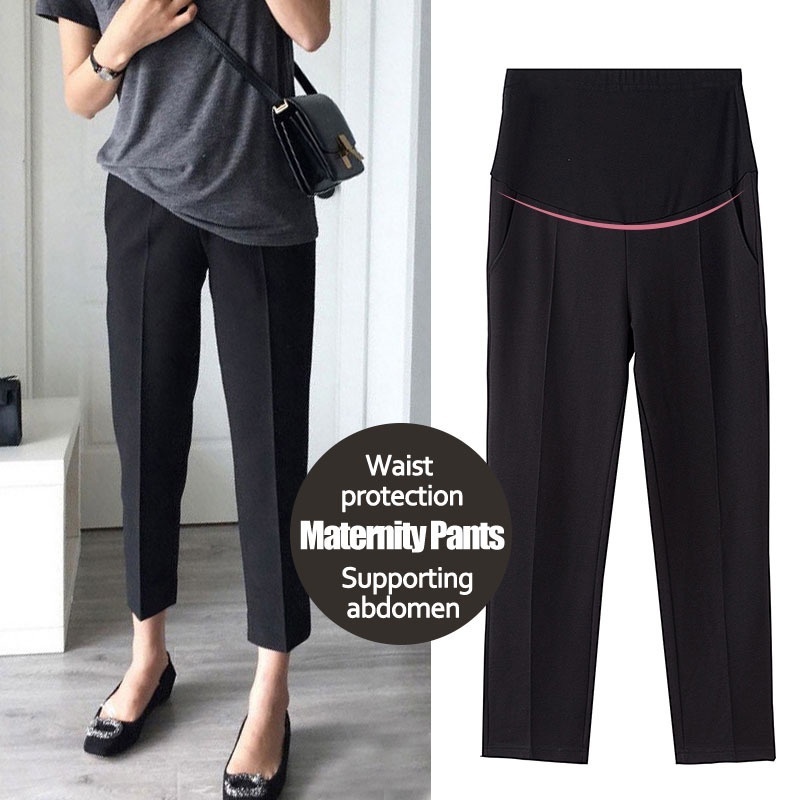 Maternity pants plus fat plus size spring and autumn outer wear bottoming suit pants fat MM support belly wide legs