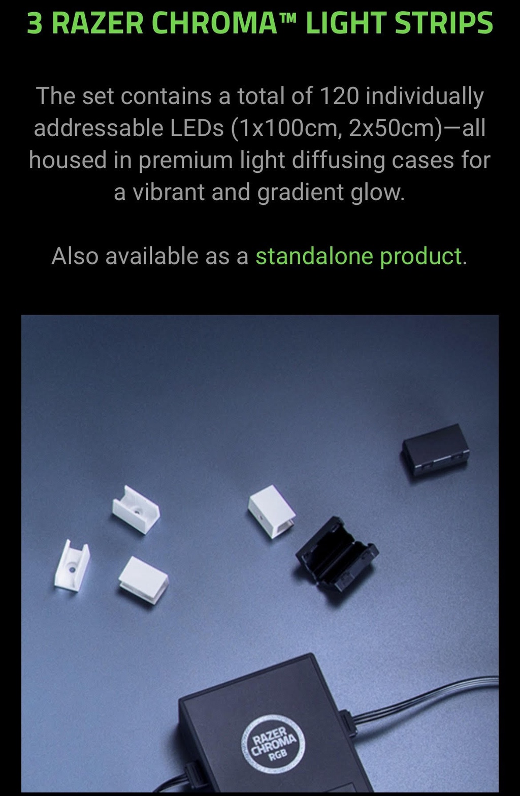 Razer Chroma Light Strip Set Wireless ARGB Device for Advanced Light