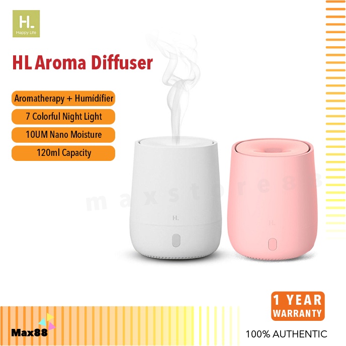 Happy Life HL Mini Humidifier Air Aromatherapy Aroma Diffuser 3 in 1 120ml Portable USB Charging Port Night light