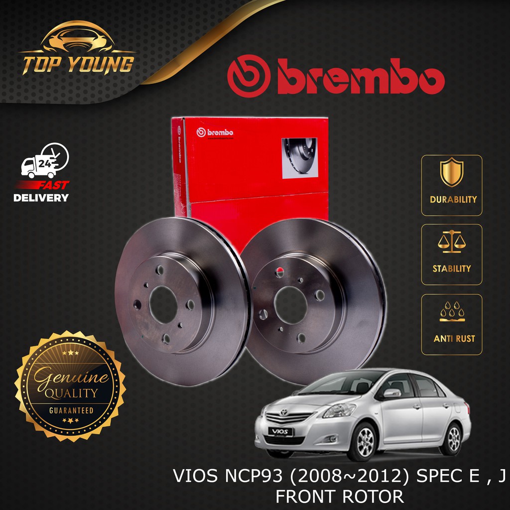 BREMBO TOYOTA VIOS NCP93 (20082012) SPEC E , J, FRONT (FW) (DEPAN)100 ORIGINAL BREMBO DISC