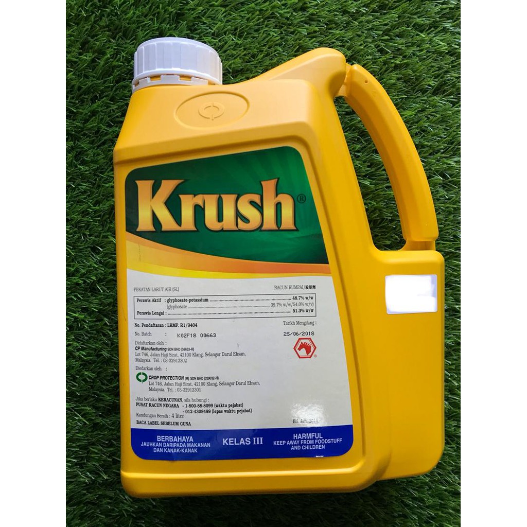 4L Krush Glyphosate-potassium 48.7% Herbicide Racun Rumput | Shopee