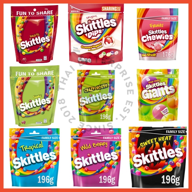 Skittles Candy Family Size Original Fruits Share Bag / Crazy Sours ...